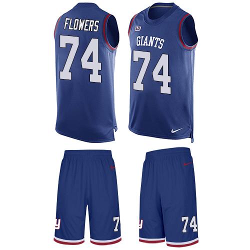 Nike Giants #74 Ereck Flowers Royal Blue Team Color Men's Stitched NFL Limited Tank Top Suit Jersey - Click Image to Close